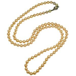 Prestige Opera Hand Knotted Faux Pearl Necklace Vintage 1960s Silver Clasp